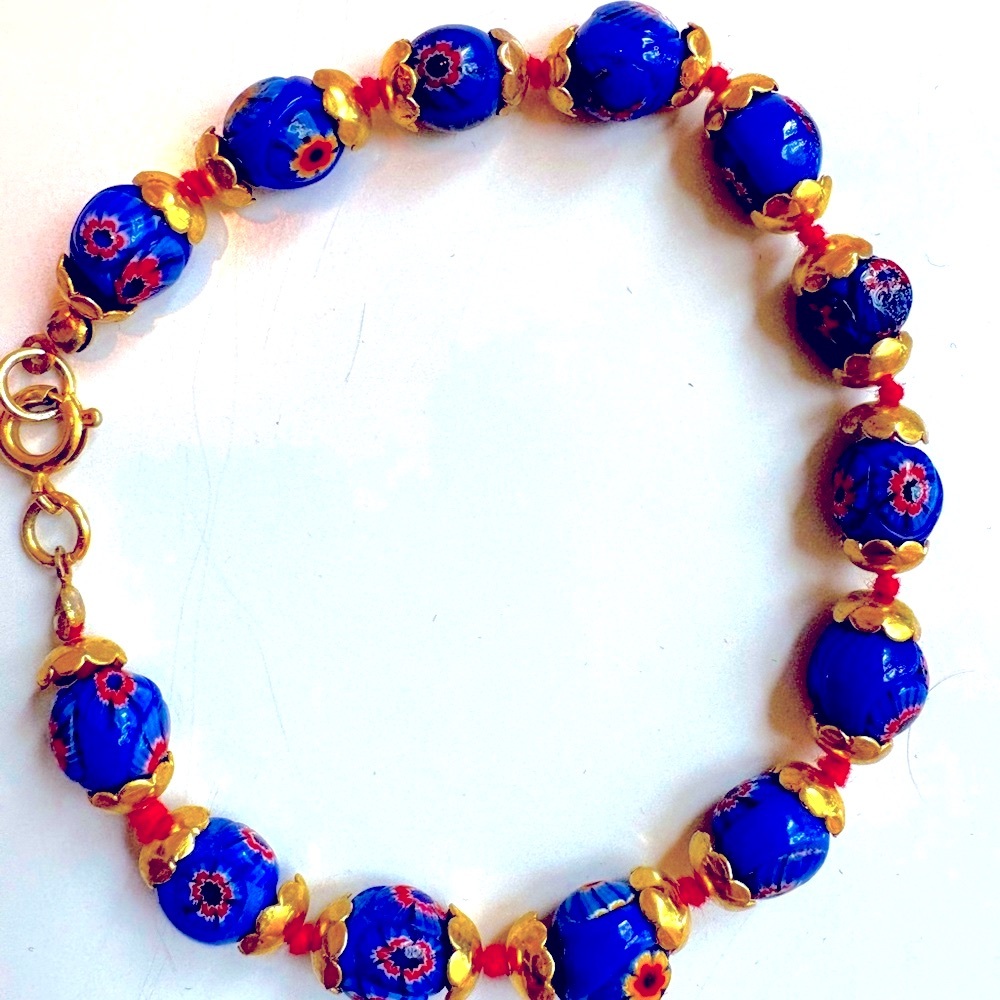 Cloisonne Bracelet Gold Spacers Cap Type Individually Knotted Make An Offer!